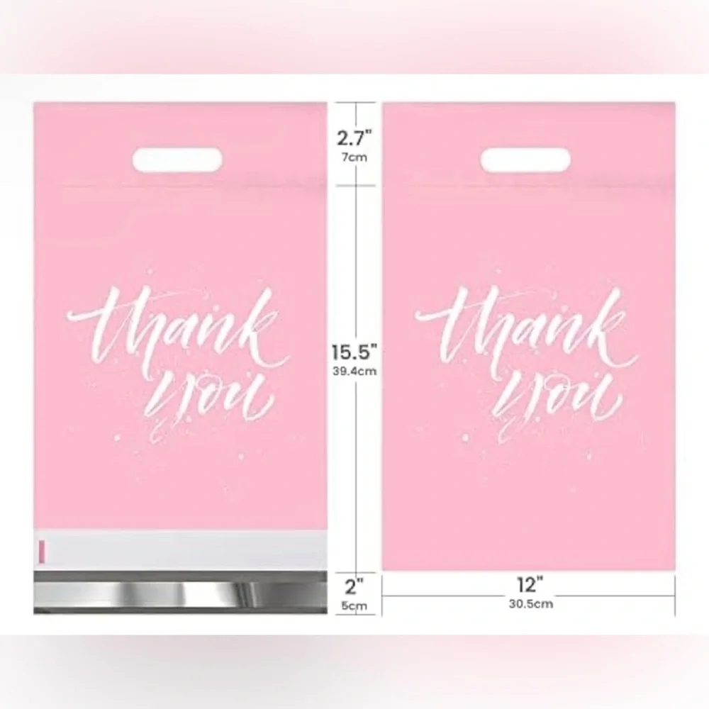 (5) Pink Thank You Polymailer Bags